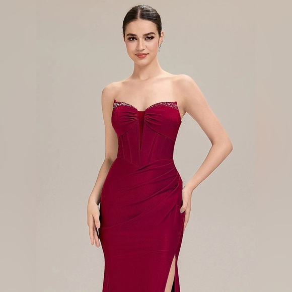 🆕 Tie-Front Knit Sleeveless Evening Dress - Picture 2 of 4